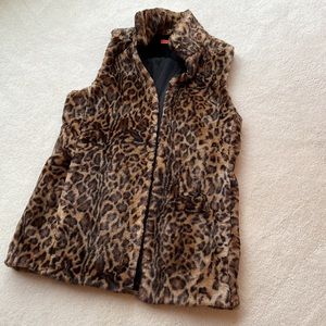 Alice + Olivia designer leopard fur vest.